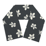 Monochrome Plumeria Pattern Print Scarf
