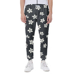 Monochrome Plumeria Pattern Print Scuba Joggers