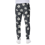 Monochrome Plumeria Pattern Print Scuba Joggers