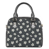 Monochrome Plumeria Pattern Print Shoulder Handbag