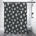 Monochrome Plumeria Pattern Print Shower Curtain