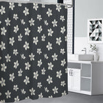 Monochrome Plumeria Pattern Print Shower Curtain