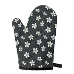 Monochrome Plumeria Pattern Print Single Oven Mitt