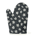 Monochrome Plumeria Pattern Print Single Oven Mitt