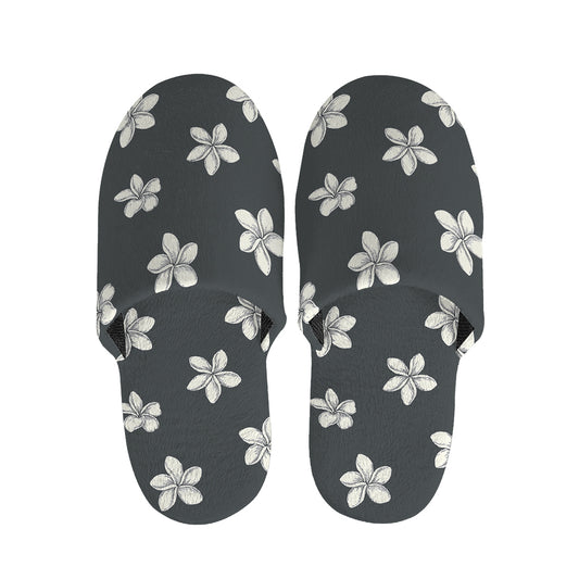 Monochrome Plumeria Pattern Print Slippers