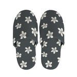 Monochrome Plumeria Pattern Print Slippers