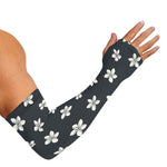 Monochrome Plumeria Pattern Print Sun Protection Arm Sleeves