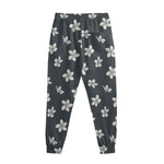 Monochrome Plumeria Pattern Print Sweatpants