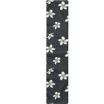 Monochrome Plumeria Pattern Print Table Runner