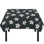 Monochrome Plumeria Pattern Print Tablecloth