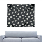 Monochrome Plumeria Pattern Print Tapestry