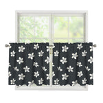 Monochrome Plumeria Pattern Print Tier Curtains