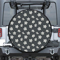 Monochrome Plumeria Pattern Print Tire Cover