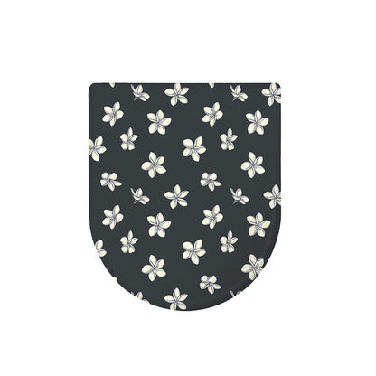 Monochrome Plumeria Pattern Print Toilet Lid Cover