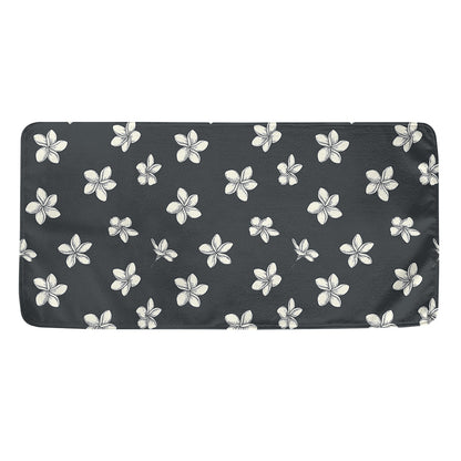 Monochrome Plumeria Pattern Print Towel