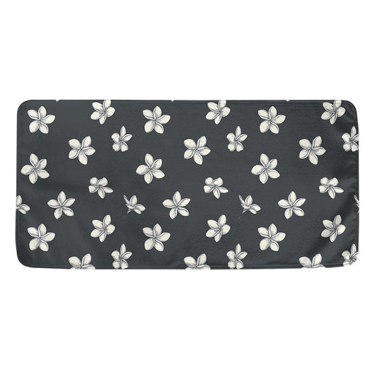 Monochrome Plumeria Pattern Print Towel