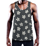 Monochrome Plumeria Pattern Print Training Tank Top