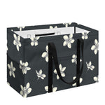 Monochrome Plumeria Pattern Print Utility Tote Bag