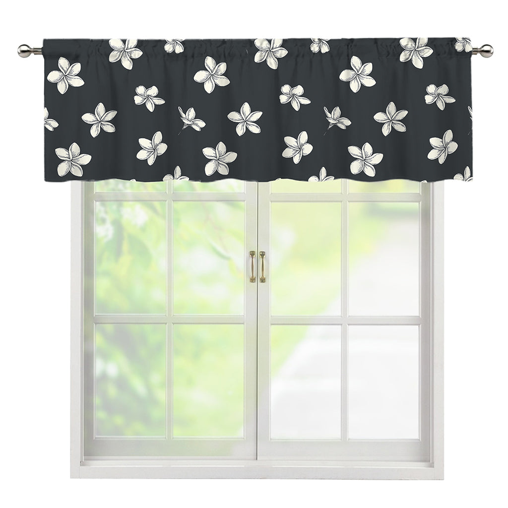 Monochrome Plumeria Pattern Print Window Valance