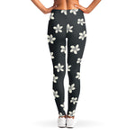 Monochrome Plumeria Pattern Print Women's Leggings
