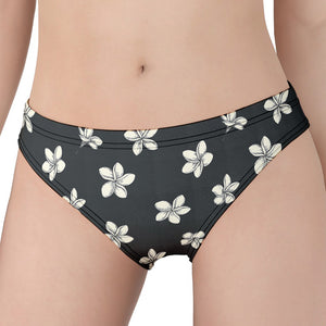 Monochrome Plumeria Pattern Print Women's Panties