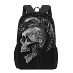 Monochrome Punk Skull Print 17 Inch Backpack