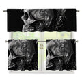 Monochrome Punk Skull Print 3 Piece Kitchen Curtains