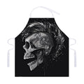 Monochrome Punk Skull Print Adjustable Apron