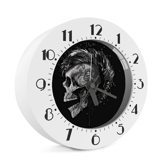 Monochrome Punk Skull Print Alarm Clock