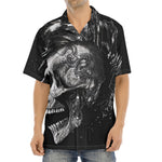 Monochrome Punk Skull Print Aloha Shirt