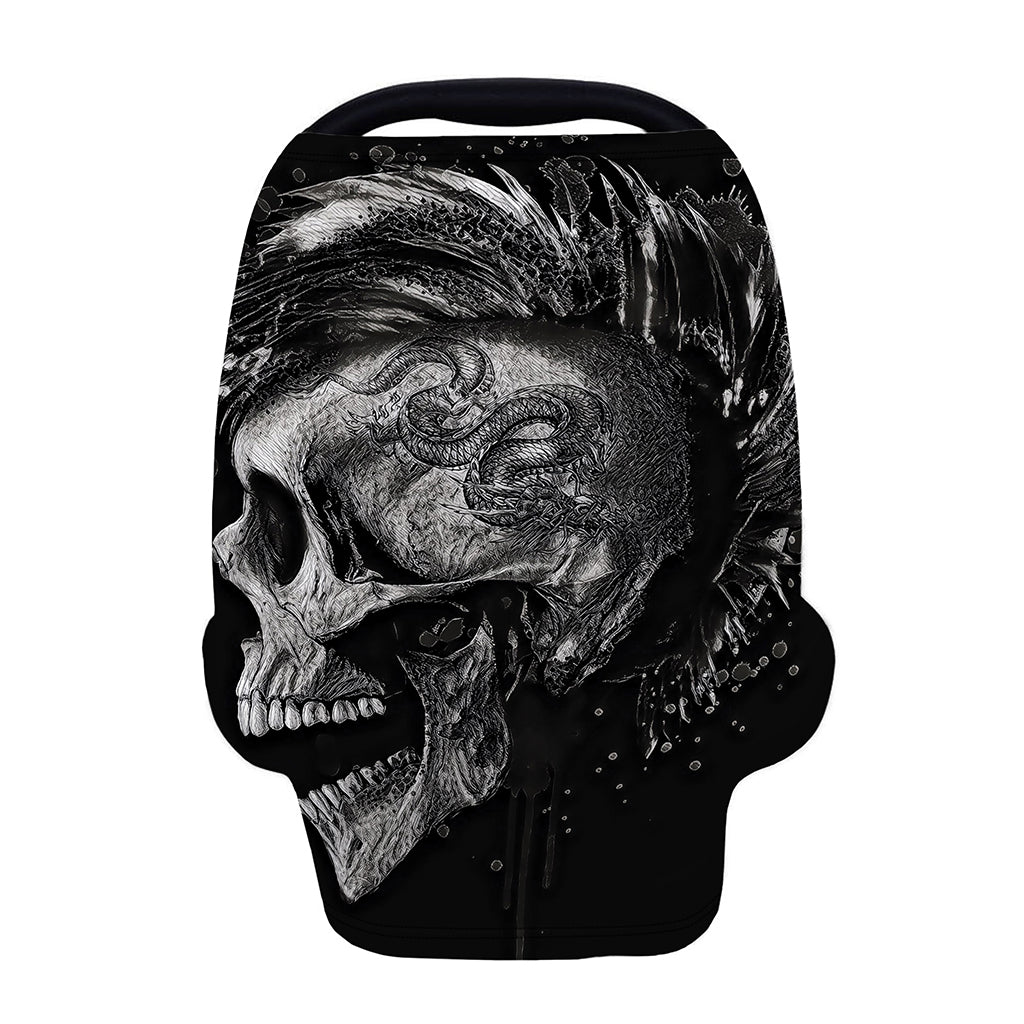 Monochrome Punk Skull Print Baby Seat Cover