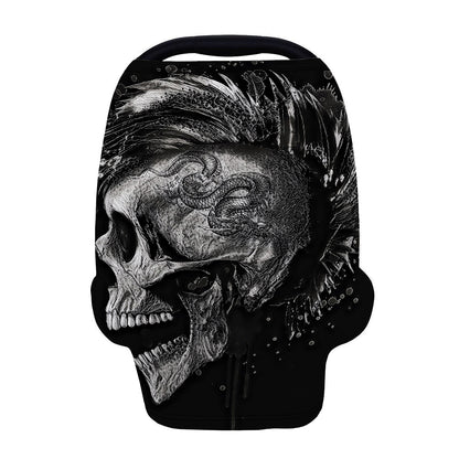 Monochrome Punk Skull Print Baby Seat Cover