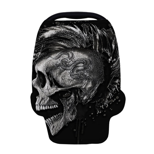 Monochrome Punk Skull Print Baby Seat Cover