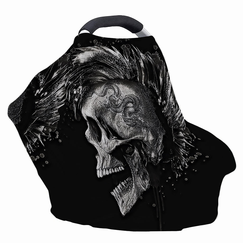 Monochrome Punk Skull Print Baby Seat Cover