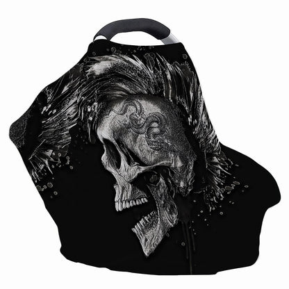 Monochrome Punk Skull Print Baby Seat Cover