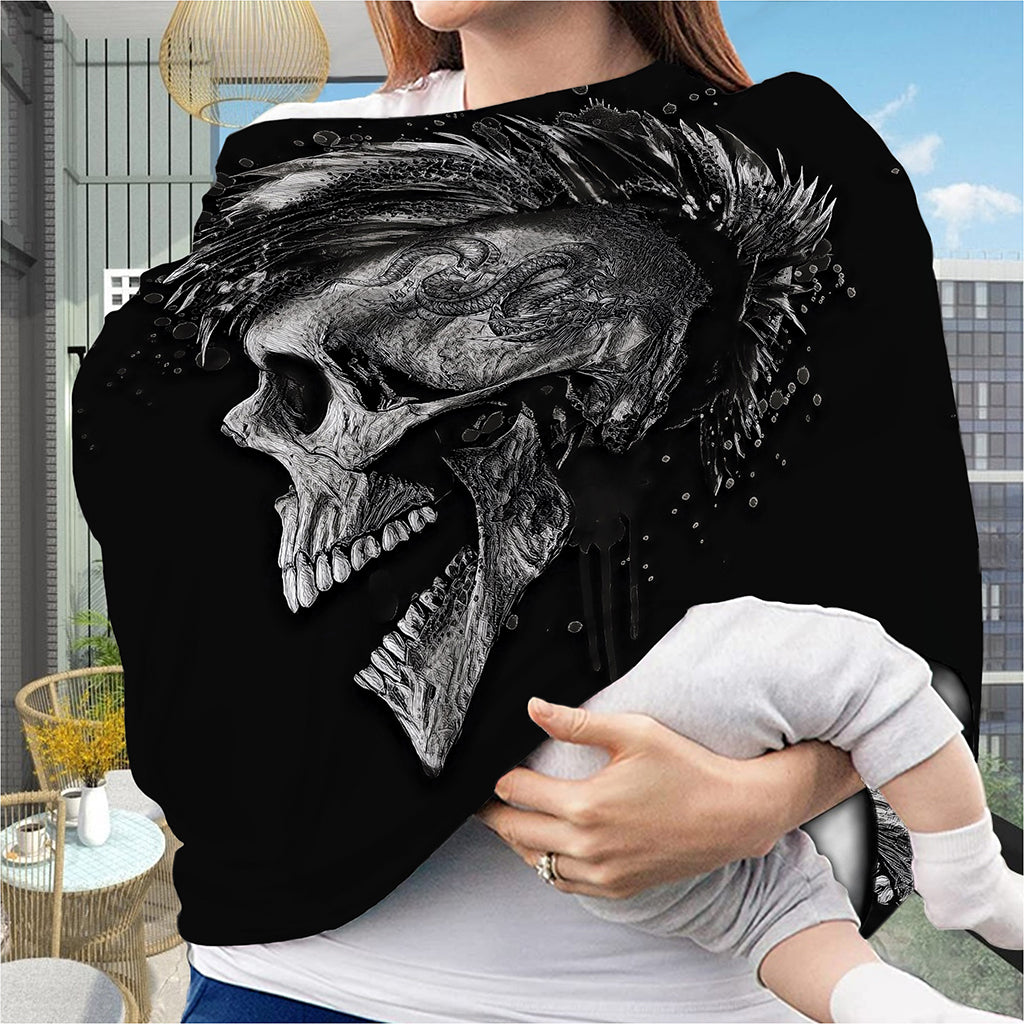 Monochrome Punk Skull Print Baby Seat Cover