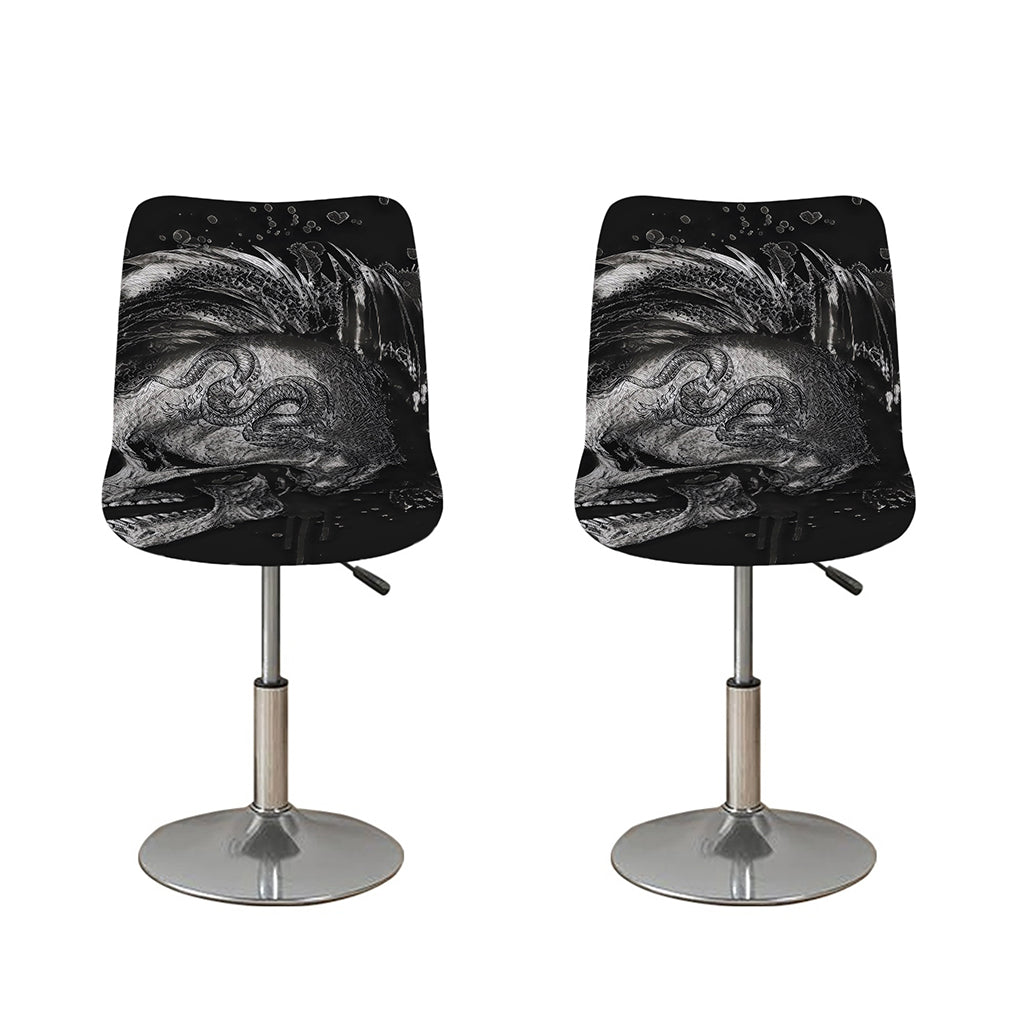 Monochrome Punk Skull Print Bar Stool Covers