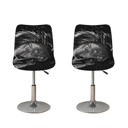 Monochrome Punk Skull Print Bar Stool Covers