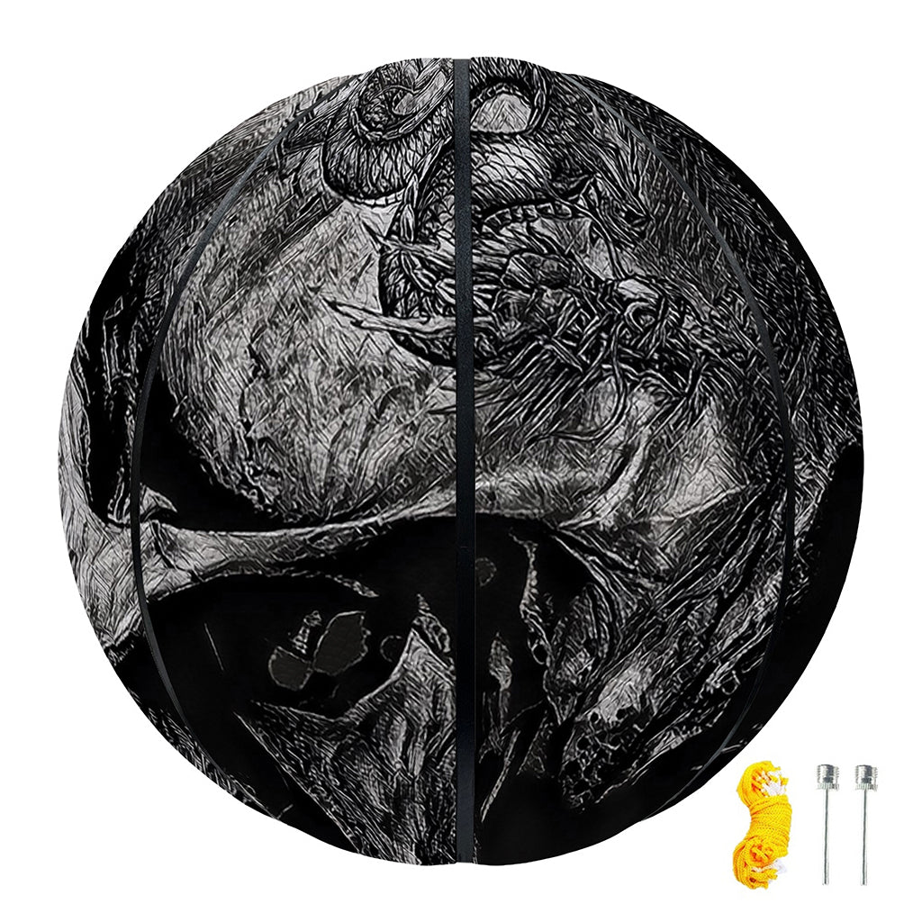 Monochrome Punk Skull Print Basketball