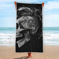 Monochrome Punk Skull Print Beach Towel