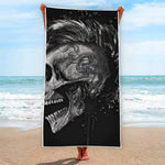 Monochrome Punk Skull Print Beach Towel