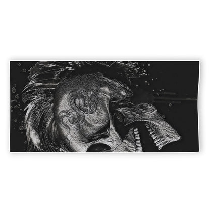 Monochrome Punk Skull Print Beach Towel