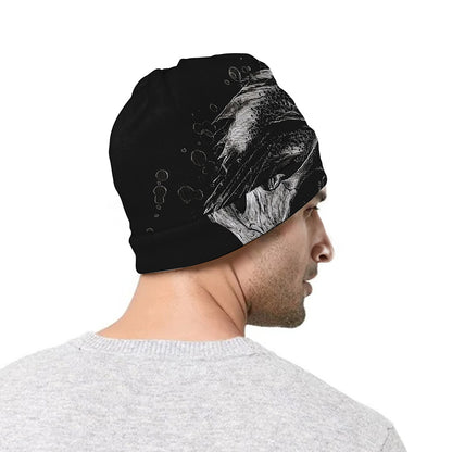 Monochrome Punk Skull Print Beanie