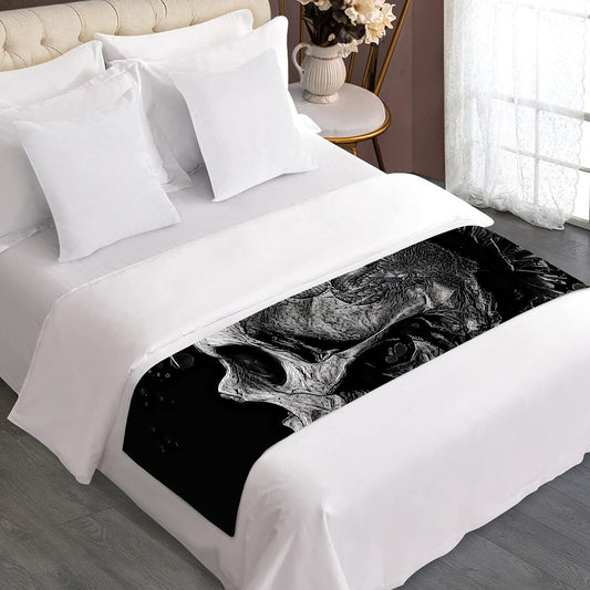 Monochrome Punk Skull Print Bed Runner