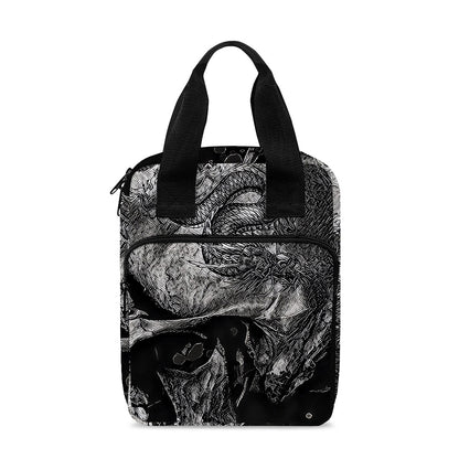Monochrome Punk Skull Print Bible Tote Bag
