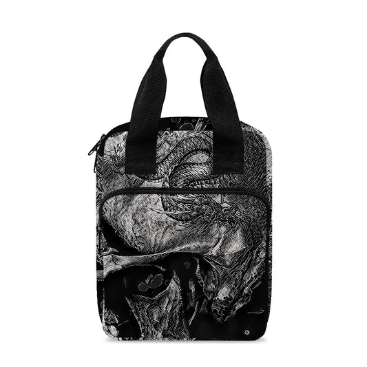 Monochrome Punk Skull Print Bible Tote Bag