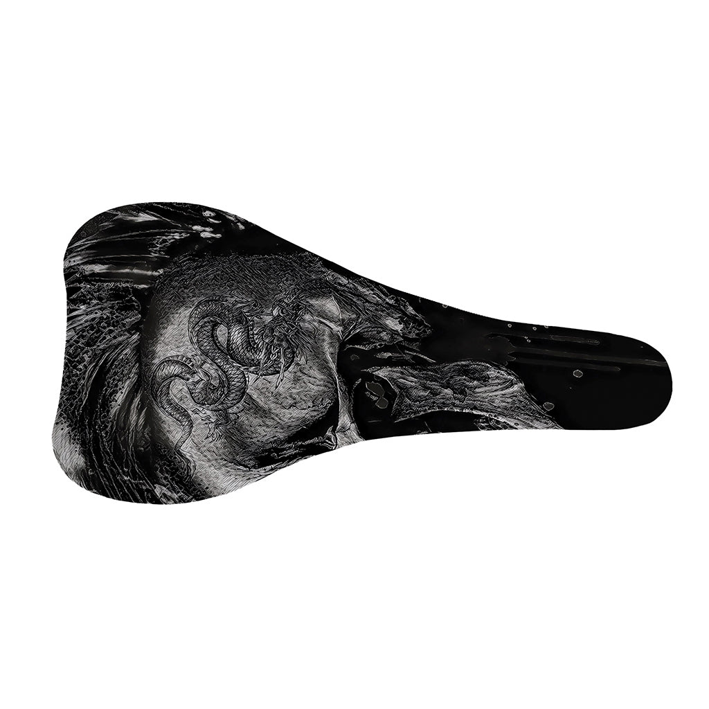 Monochrome Punk Skull Print Bicycle Seat Cover