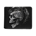 Monochrome Punk Skull Print Bifold Wallet