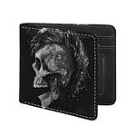 Monochrome Punk Skull Print Bifold Wallet
