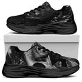 Monochrome Punk Skull Print Black Chunky Shoes